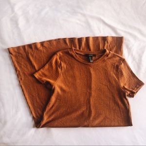 Crew Neck T-Shirt Sweater Dress Mustard Yellow